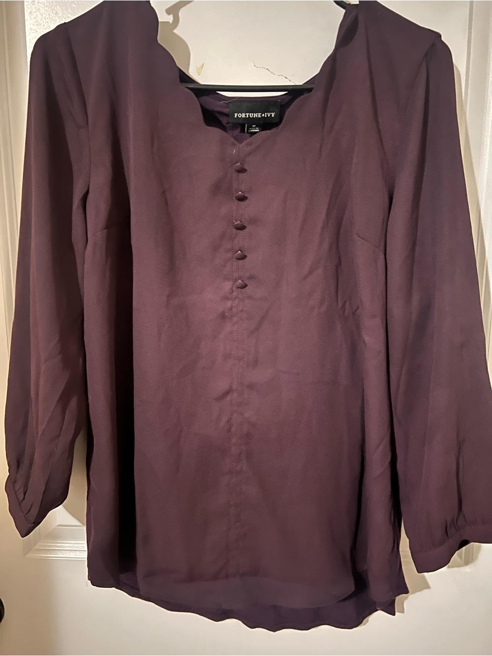 Fortune + Ivy  Plum Long-Sleeve Button Front Shirt